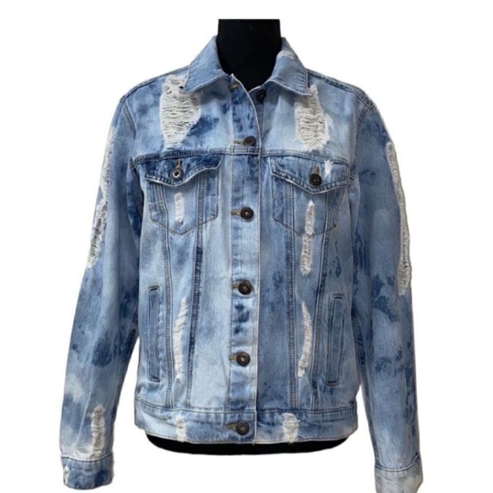 Highway Distressed Blue Jeans Jacket(Size Small)